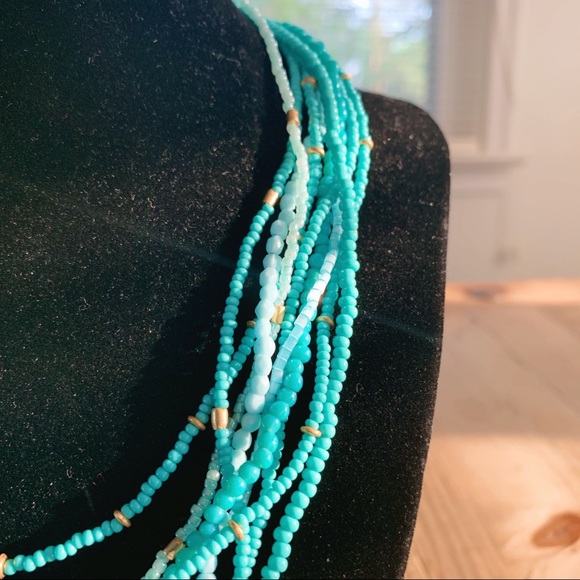 Blue Beaded Multi-strand Necklace - Picture 2 of 3